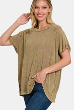 Load image into Gallery viewer, Zenana Washed Ribbed Short Sleeve Top