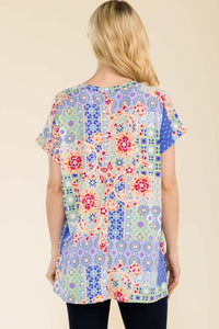 Celeste Round Neck Short Sleeve Floral T-Shirt