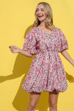 Load image into Gallery viewer, And The Why Floral Surplice Puff Sleeve Dress