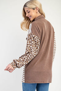 Celeste Leopard Contrast Button Up Shacket