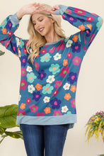 Load image into Gallery viewer, Celeste Side Slit Flower Print Long Sleeve Top