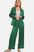 Load image into Gallery viewer, Zenana Satin Long Sleeve Shirt and Pants Pajama Set