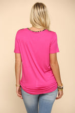 Load image into Gallery viewer, Celeste Crisscross Cutout Leopard Contrast Trim T-Shirt