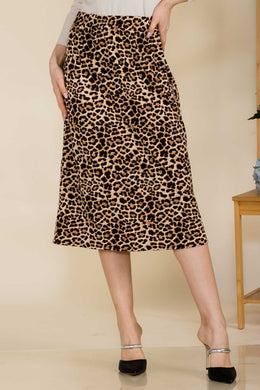 Celeste Leopard A-Line Midi Skirt