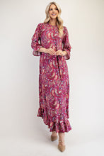 Load image into Gallery viewer, Celeste Ruffle Hem Paisley Round Neck Dress