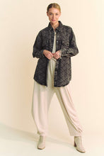 Load image into Gallery viewer, Davi &amp; Dani Curved Hem Diamond Quilted Button Up Denim Shacket