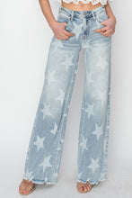 Load image into Gallery viewer, RISEN Raw Hem Star Wide Leg Jeans