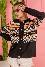 Load image into Gallery viewer, BiBi Ethnic Pattern Button Up Knit Cardigan