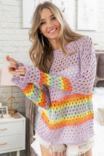 Load image into Gallery viewer, BiBi Rainbow Stripe Hollow Out Cover Up