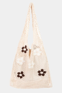 Fame Flower Pattern Knitted Tote Bag