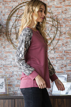 Load image into Gallery viewer, Heimish Snakeskin Print Raglan Sleeve Half Button Top