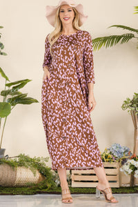 Celeste Leopard Contrast Dress with Pockets