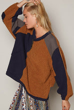 Load image into Gallery viewer, POL Color Block Half Zip Dropped Shoulder Sweatshirt