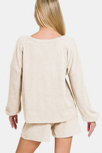 Load image into Gallery viewer, Zenana V-Neck Long Sleeve Ribbed Top and Shorts Set