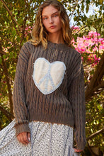 Load image into Gallery viewer, POL Cable-Knit Peace Patch Dropped Shoulder Sweater