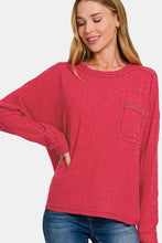 Load image into Gallery viewer, Zenana Contrast Stitching Brushed Ribbed Hacci Knit Top