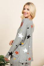 Load image into Gallery viewer, Super Lady High-Low Star Print Long Sleeve Lounge Top