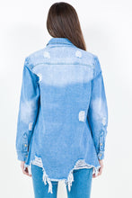 Load image into Gallery viewer, American Bazi Frayed Hem Distressed Denim Shirt Jacket