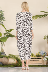 Celeste Leopard Contrast Dress with Pockets