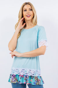 Celeste Lace Trim Short Sleeve Top