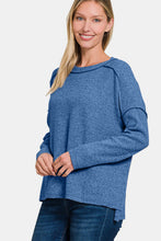 Load image into Gallery viewer, Zenana Exposed Seam Brushed Round Neck Sweater