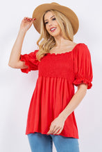 Load image into Gallery viewer, Celeste Ruffled Short Sleeve Smocked Blouse