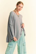 Load image into Gallery viewer, Davi &amp; Dani Round Neck Dropped Shoulder Long Sleeve Knit Top