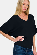 Load image into Gallery viewer, Zenana V-Neck Short Sleeve Dolman Sweater