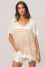 Load image into Gallery viewer, BiBi V Neck Striped Short Sleeve Top