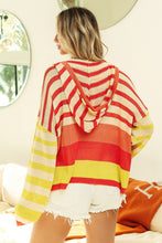 Load image into Gallery viewer, BiBi Striped Color Block Hooded Knit Top