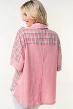 Load image into Gallery viewer, White Birch Plaid Color Block Half Button Top