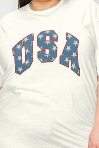 Simply Love USA Letter Graphic Short Sleeve T-Shirt