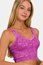 Load image into Gallery viewer, Zenana Washed Ribbed Cropped V-Neck Tank