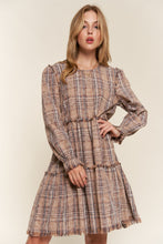 Load image into Gallery viewer, And The Why Washed Frayed Tiered Plaid Dress