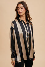 Load image into Gallery viewer, Annie Wear Striped Dropped Shoulder Button Up Shirt