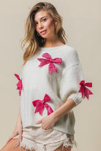 Load image into Gallery viewer, BiBi Sequin Bow Puff Sleeve Sweater