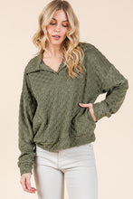 Load image into Gallery viewer, BOMBOM Fuzzy Checkered Collared Neck Sweatshirt with Side Pockets