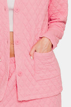 Load image into Gallery viewer, Zenana Quilted Button Up Long Sleeve Top and Pants Lounge Set