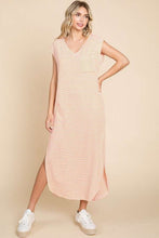 Load image into Gallery viewer, Culture Code Full Size Striped V-Neck Slit Dress with Pockets