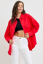 Load image into Gallery viewer, RISEN Button Down Long Sleeve Denim Shacket with Chest Pockets