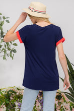 Load image into Gallery viewer, Celeste Color Block Round Neck Short Sleeve T-Shirt