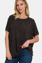 Load image into Gallery viewer, Zenana Washed Ribbed Short Sleeve Top