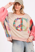 Load image into Gallery viewer, SAGE + FIG Full Size Contrast Peace Patch Dropped Shoulder Sweatshirt