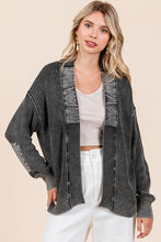 Load image into Gallery viewer, Mittoshop Contrast Patch Open Front Mineral Wash Cardigan