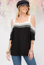 Load image into Gallery viewer, Celeste Striped Cold Shoulder Top