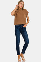 Load image into Gallery viewer, Zenana Mock Neck Short Sleeve Cropped Sweater