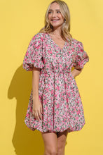 Load image into Gallery viewer, And The Why Floral Surplice Puff Sleeve Dress