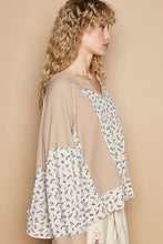 Load image into Gallery viewer, POL Waffle Knit Floral Notched Long Sleeve Top