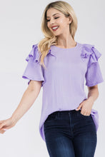 Load image into Gallery viewer, Celeste Ruffle Layered Short Sleeve Texture Top