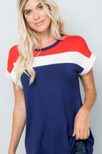 Load image into Gallery viewer, Celeste Color Block Round Neck Short Sleeve T-Shirt